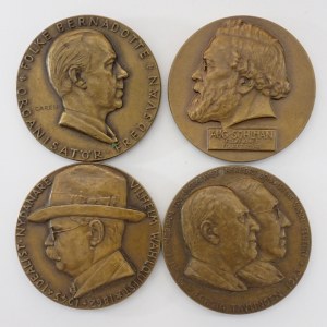 Švédsko - 4 ks pamětních střeleckých medailí, 1949, 1950, 1952, 1962, Br, 4 ks
