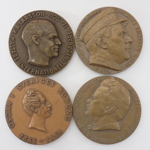 Švédsko - 4 ks pamětních střeleckých medailí, 1958, 1959, 1972, 1979, Br, 4 ks