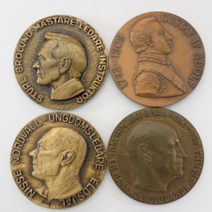 Švédsko - 4 ks pamětních střeleckých medailí, 1964, 1982, 1984, 1985, Br, 4 ks