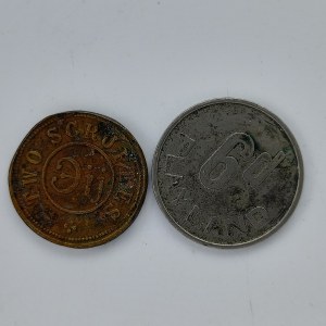 Token 6 pence Playland (V. Británie), Two Scruples, USA Token, oba 'R', 2 ks