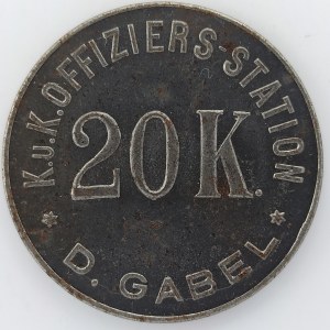 D. Gabel (Německé Jablonné) - 20 K. K.u.K. OFFIZIERS STATION, 33.1mm, 9.59g, nep. kor. skvrnky, Fe,