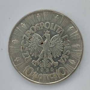 10 Zlotý 1936 Pilsudski, dr. rys., Ag,