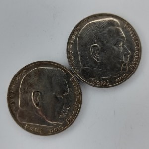 2 Reichsmark 1937 A, F, Ag, 2 ks