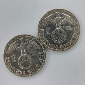 2 Reichsmark 1938 A, B, Ag, 2 ks