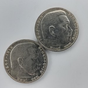 2 Reichsmark 1938 A, B, Ag, 2 ks