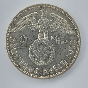 2 Reichsmark 1939 J, Ag,