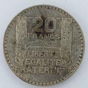 20 Frank 1933, KM.879, Ag,