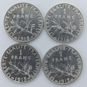 1 Frank 1916, 1917, 1918, 1919, Ag, 4 ks