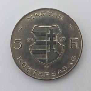 5 Forint 1947 Kossuth, nep. hrany, Ag,