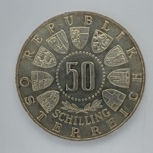 50 Schilling 1964, zimní ol. hry Innsbruck, nep. hr., dr. rys, KM#2896 , Ag,