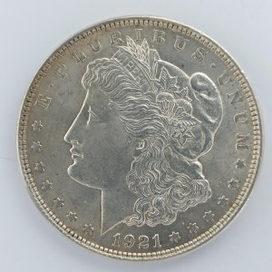 Morgan Dollar 1921 P, nep. rys., krásný, 26.8g, Ag,