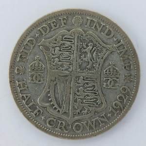 1/2 Crown 1929, Ag,