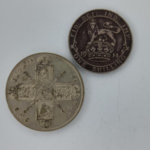 1 Florin 1921, 6 Pence 1919, oba Ag, Ag, 2 ks