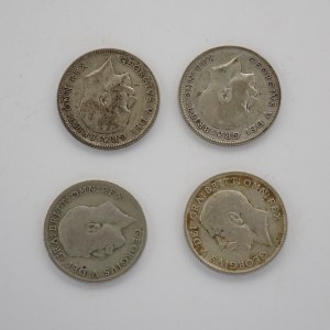 6 Pence 1920, 1921, 1922, 1924, Ag, 4 ks