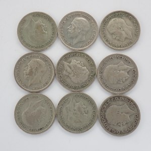 6 Pence 1928, 1929, 1930, 1931, 1932, 1933, 1934,1935, 1936, Ag, 9 ks