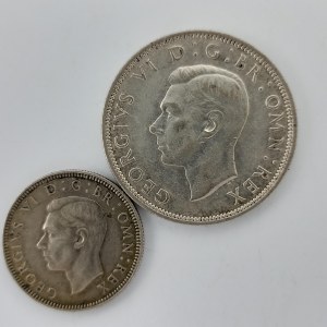 1/2 Crown 1945, 1 Shilling 1937, oba Ag, Ag, 2 ks
