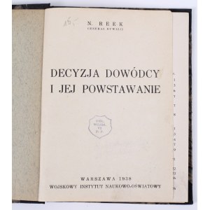 REEK Nikolaj - Rozhodnutie veliteľa a jeho formovanie. Varšava 1938