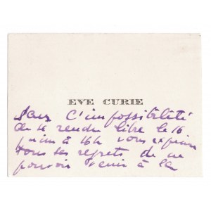 [CURIE Eve] Visiting ticket with writer's note