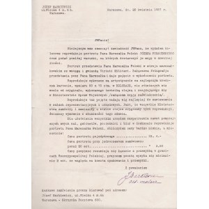 MARKIEWICZ J. - Dopis o distribuci reprodukcí obrazu maršála Józefa Piłsudského
