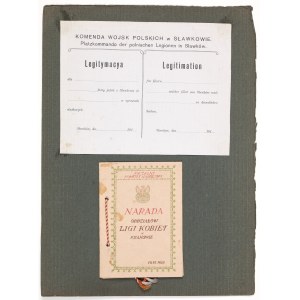 [NKN, Polnische Legionen, Slawkow] Tableau mit 2 Identitätskarten aus dem Zeitraum 1914-1918