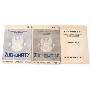 Zuchowaty. Organ des Kreises der Soldaten der 5.p.p. der 1. Brigade von Józef Piłsudski. 3 Notizbücher aus den Jahren 1936/37