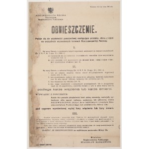 [MINISTERSTWO BEZPIECZEŃSTWA PUBLICZNEGO Polska Ludowa] Obwieszczenie 5 lutego 1945 r.