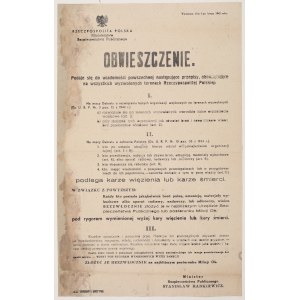 [MINISTERIUM FÜR ÖFFENTLICHE SICHERHEIT Volksrepublik Polen] Bekanntmachung vom 5. Februar 1945.