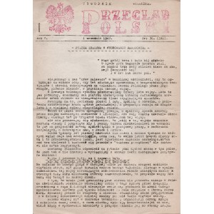 Polnische Wochenzeitschrift. Jahrgang V. Nr. 36 (180). 4. September 1943. konspirative Veröffentlichung.