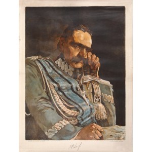 GUMOWSKI Jan Kanty (1883-1946) - Portrét Józefa Piłsudského. Litografie z roku 1921.