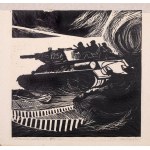 KARŁOWSKI Lech Eustachy (1927-1975) - Zbiór 4 grafik o tematyce wojennej. Linoryty