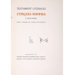 PRZYPKOWSKI Tadeusz - Cyprjan Norwid's literary testament of 1858. edited and explained by Dr. Tadeusz Przypkowski. Published by the Society of Book Lovers in Cracow. 1935.