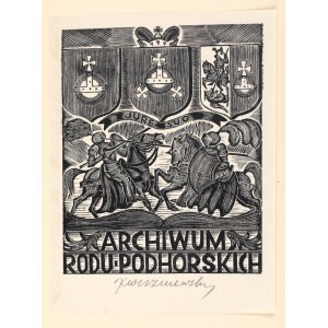 WISZNIEWSKI Kazimierz - 24 exlibrisy z okresu okupacji [n.d. erschienen]. Sammlung von 24 Holzschnittdrucken von Exlibris, die meisten vom Künstler signiert.