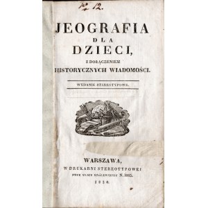 Jeografie pro děti. Varšava 1830