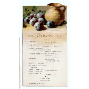 Wystawne menu z 18 lutego 1914. Kraków