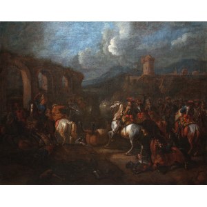 Künstler nicht näher bezeichneter Kreis von August Querfurt, (1697-1761), Schlacht der kaiserlichen Kavallerie gegen die Türken