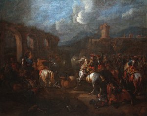 Artysta nieokreślony krąg Augusta Querfurta, (1697-1761), Bitwa cesarskiej kawalerii z Turkami