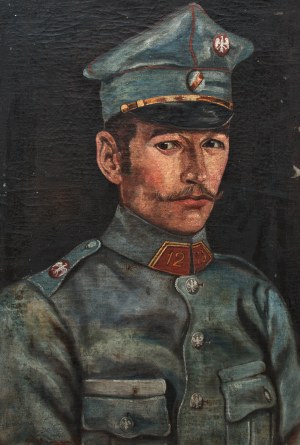 Stanisław Sawiczewski (1866 Kraków - 1943 Warsaw), Portrait of a soldier of the 12th artillery regiment of Gen. Haller's Army