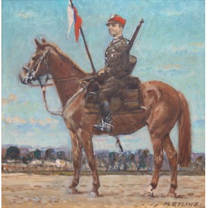 Michal Bylina (1904-1982), Horseback portrait of a lancer, 1980.