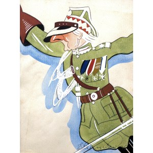 Tadeusz Kleczynski (20th century), Caricature of Major General Boleslaw Wieniawa Długoszowski, 1935.
