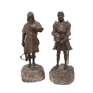 Pair of figures - crossbowman and knight