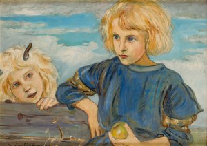Wlastimil Hofman (1881 Praga - 1970 Szklarska Poręba), Dziewczynka z jabłkiem i faun, 1923