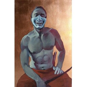 Jakub Godziszewski, Selbstporträt in einer Samurai-Maske, 2020.