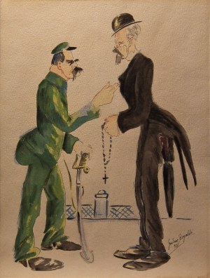 Gustaw Rogalski(1887-1939),Piłsudski vs Wojcjechowski-spotkanie na moście,1926