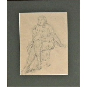 Tadeusz Cieślewski-father(1870-1956),Portrait of daughter Zofia,1940s
