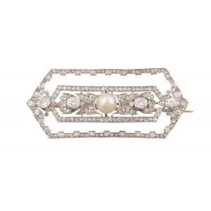 Pearl and diamond brooch, art déco, 1920s-1930s