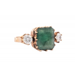 Ring with emerald and diamonds, 2nd half of 20th century.