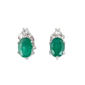 Earrings with emeralds and diamonds, contemporary