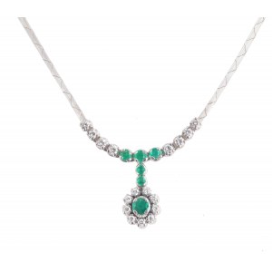 Necklace with emeralds and diamonds, Sweden (import), 2nd half of 20th century.