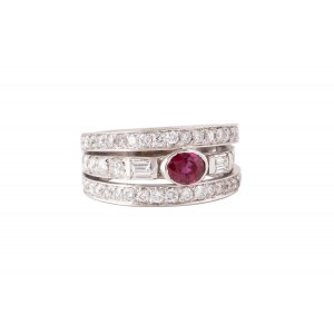 Ring with ruby and diamonds, contemporary
