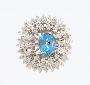 Ring with topaz and diamonds, 2nd half of 20th century.